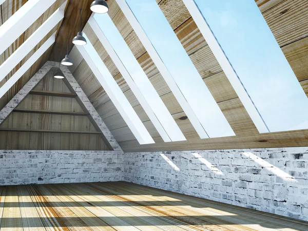 Modern üres tetőtér szobabelső — Stock Fotó