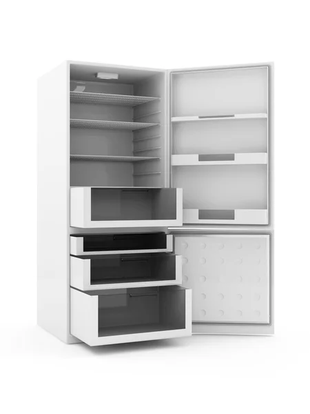 Moderní chladničky otevřené dveře — Stock fotografie