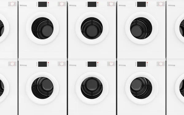 आधुनिक वॉशिंग मशीनों की पंक्ति — स्टॉक फ़ोटो, इमेज