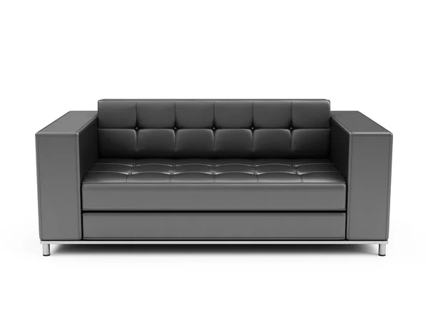 Nowoczesny, czarny skórzana kanapa — Zdjęcie stockowe