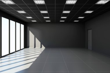 Modern boş siyah ofis iç