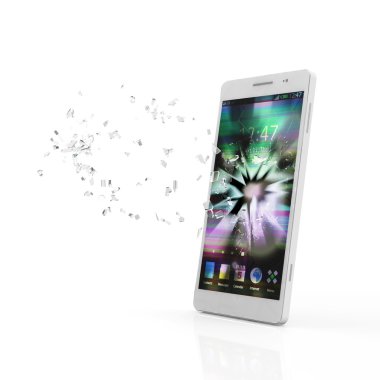 Kırık ekran ile dokunmatik akıllı telefon