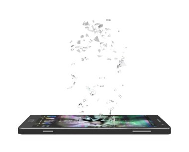 Kırık ekran ile akıllı telefon
