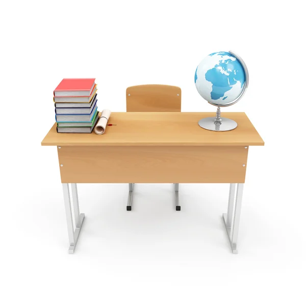 School Desk with School Attributes — Stock Photo, Image