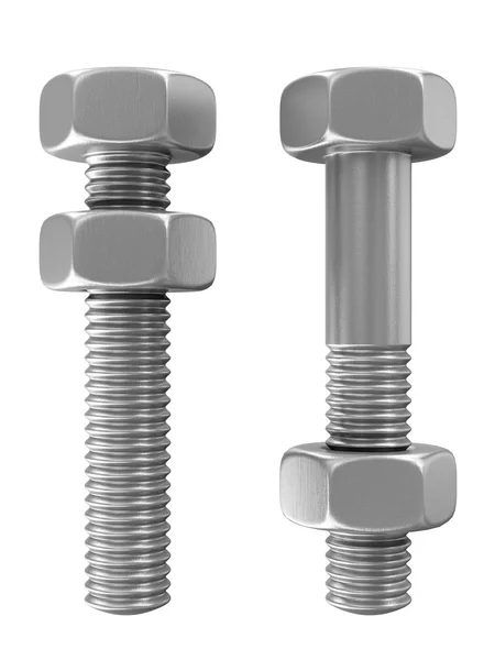 Metal Steel Bolts with Screw Nuts — Stock Photo, Image