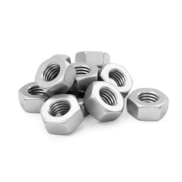 Heap of Metal Screw Steel Nuts — Stock Photo, Image