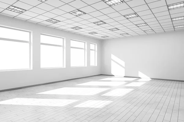 Interior de la habitación vacía con ventanas grandes — Foto de Stock