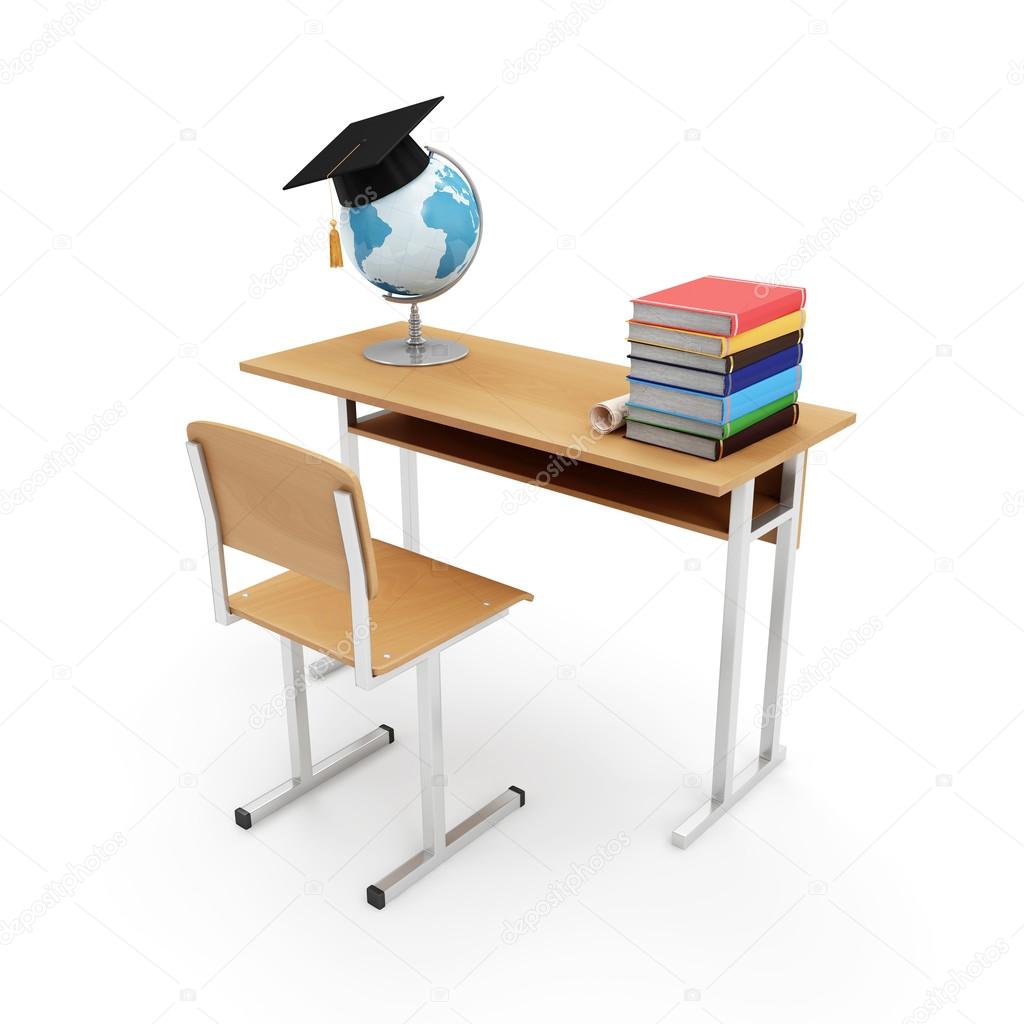 School Desk with School Attributes