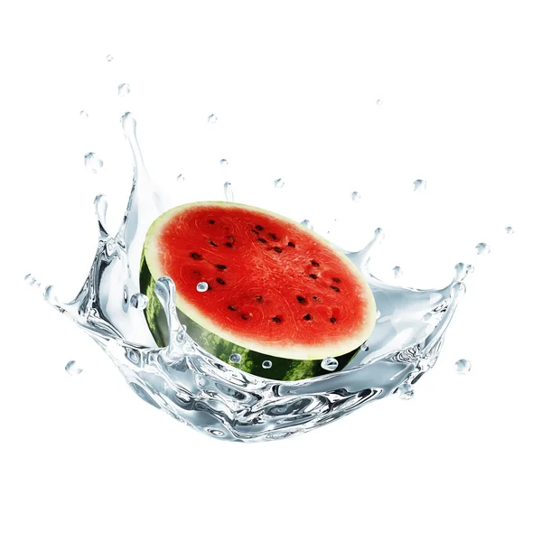 3D vattenmelon i vatten — Stockfoto