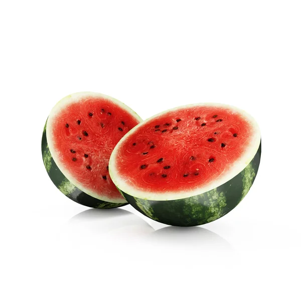 Wassermelone in Scheiben geschnitten auf weiß — Stockfoto
