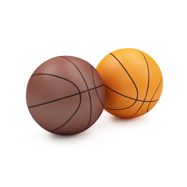 Braune und orangefarbene Basketbälle — Stockfoto