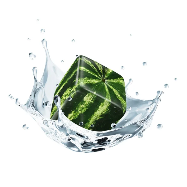 Cubo 3D Anguria in acqua — Foto Stock