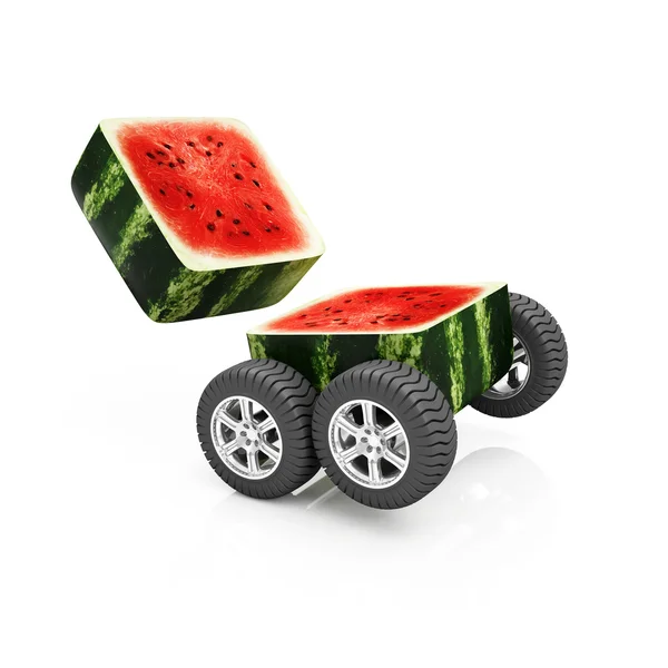 Skivad kub vattenmelon — Stockfoto