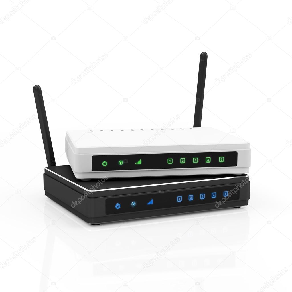 Modern white and black Wireless Routers