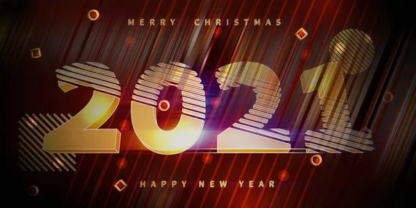 2021 New Year Geometric Number Year Design Dark Background Concept — Stock Photo, Image