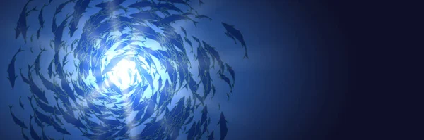 Αφηρημένη Jab Ψάρια Υποβρύχιο Θαλάσσιο Οικοσύστημα Ομαδικά Ψάρια Μπλε Φόντο — Διανυσματικό Αρχείο