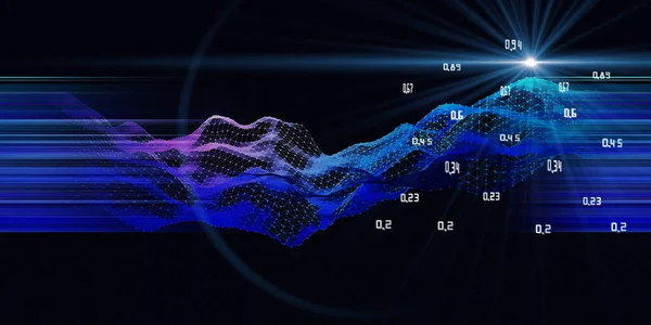 Abstract analytical background with triangles  wireframe algorithm analyze data and blurred lines. Quantum cryptography concept. Analytics algorithms data. Banner for business, science and technology. Big data.