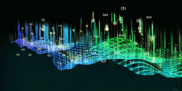 Big Data Abstracte Achtergrond Met Golvend Algoritme Analyseren Van Gegevens — Stockfoto