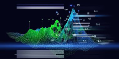 Kablo algoritması ile gelecek analitik arka planı verileri analiz eder ve bulanık çizgileri bulanıklaştırır. Kuantum kriptografi konsepti. Analitik algoritma verileri. Büyük veri. Sancak işi, bilim ve teknoloji.