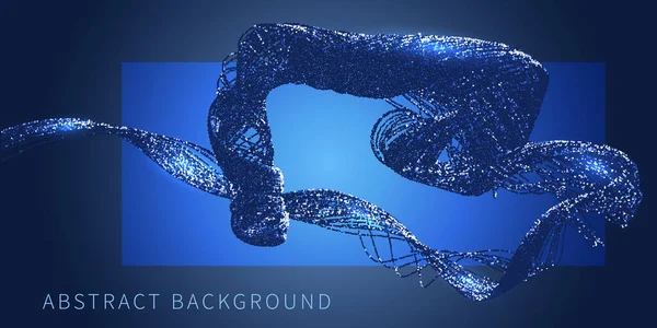 青色の抽象的な背景ねじれ線 点線の3Dデザイン技術 — ストックベクタ