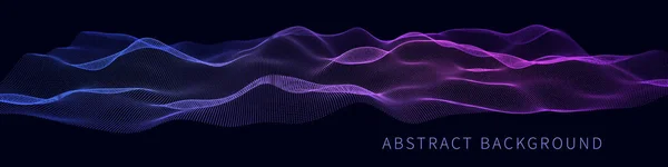 Abstrakter Hintergrund Von Farbpartikelfluss Wellenlinien Auf Dunkel Futuristisches Wellenform Konzept — Stockvektor