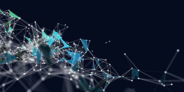 Büyük veri. Soyut geometrik arkaplan. Fütürist teknoloji afişi. İş, bilim ve teknoloji için görselleştirme. 