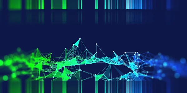 Abstraktes Polygonales Farbraster Mit Verschwommenen Linien Künstliche Intelligenz Futuristische Visualisierung — Stockfoto