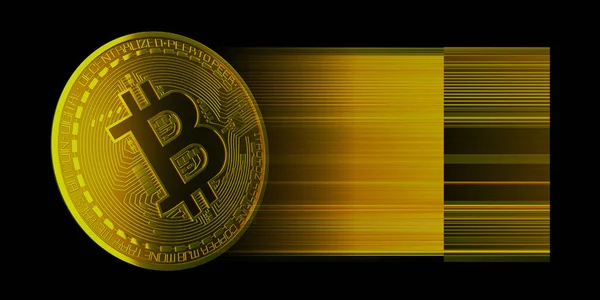 Illustration Bitcoin Coin Abstract Background Blurred Lines Concept Business Mining — Stock Photo, Image