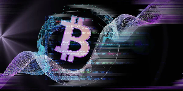 Poligonale kablo şebekesi, bitcoin ve bulanık çizgilerin özeti. Şifreli para için sancak maden teknolojisi. İş, madencilik ve finans kavramı.  