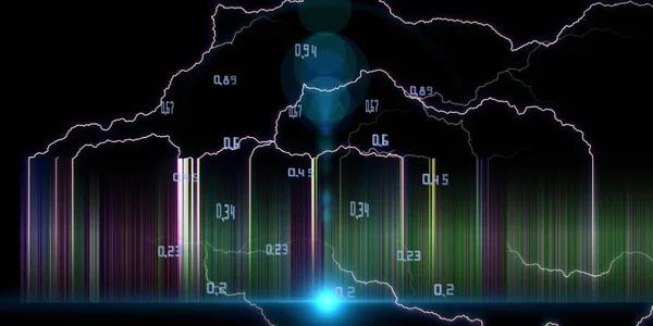 Líneas Relámpagos Fondo Abstracto Datos Sobre Oscuridad Banner Para Ciencia — Foto de Stock