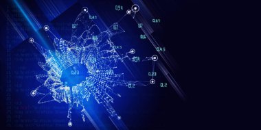 Çokgen ızgara analizi ve kodu olan soyut teknoloji arka planı. Analitik algoritma verileri. Kuantum hesaplama konsepti. Büyük veri. İş, bilim ve teknoloji afişi. 