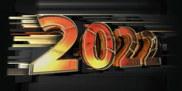 2022 New Year Geometric Number Year Design Dark Background Concept — Stock Photo, Image