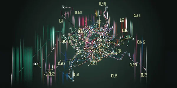 Abstracte Achtergrond Met Chaotische Stippellijnen Die Punten Van Paden Met — Stockfoto