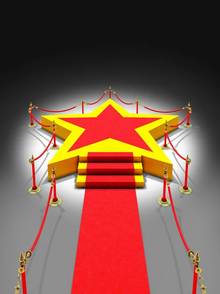 Forma de estrela de pódio, escadas e tapete vermelho — Fotografia de Stock