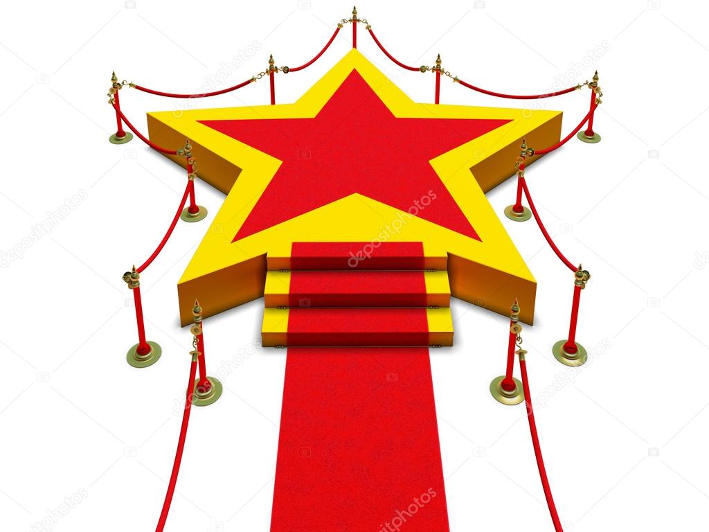 Podium star, stairs and red carpet