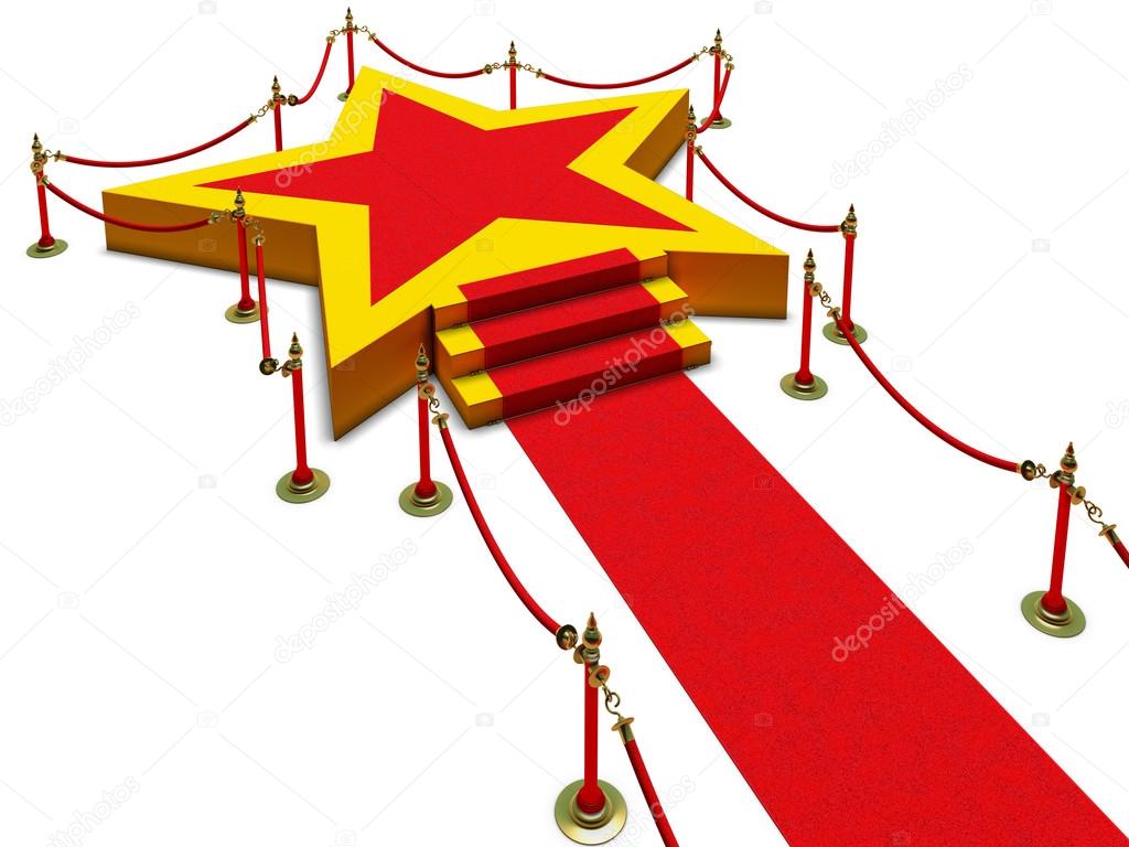 Podium star, stairs and red carpet