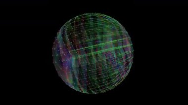 Algoritma Teklif Verilerinde soyut arkaplan dijital sanal veri küresi. Fütürist RGB analiz görselleştirme. Kripto para birimi verileri, yapay zeka kavramı.