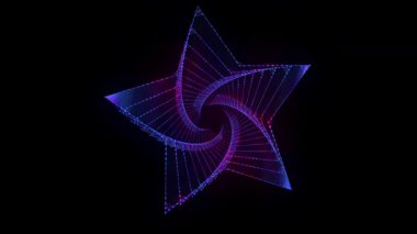 Karanlık bir arka planda izole edilmiş kıvrılmış kablo şeklindeki yıldız tüneli. Renkli ince çizgiler Benekli kıvrımlı spiral.