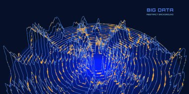 Karanlık siber uzayda disk alanında soyut fütüristik grafik bilgisi hesaplama. Büyük Veri Analizi. Dijital yapay zeka teknolojisi bilgileri