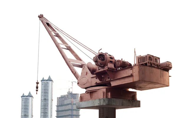 Old crane work in construction site — Stock Photo, Image