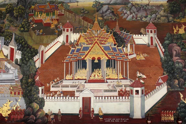 Pittura murale al Grand Palace, Thailandia — Foto Stock