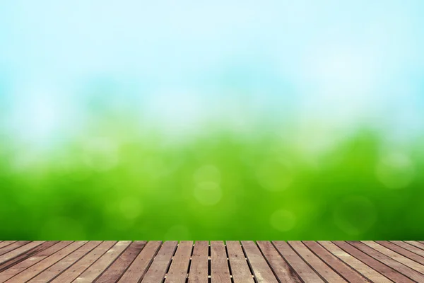 Voorjaar achtergrond met houten vloer — Stockfoto