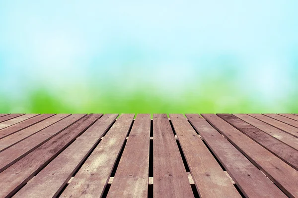 Voorjaar achtergrond met houten vloer — Stockfoto