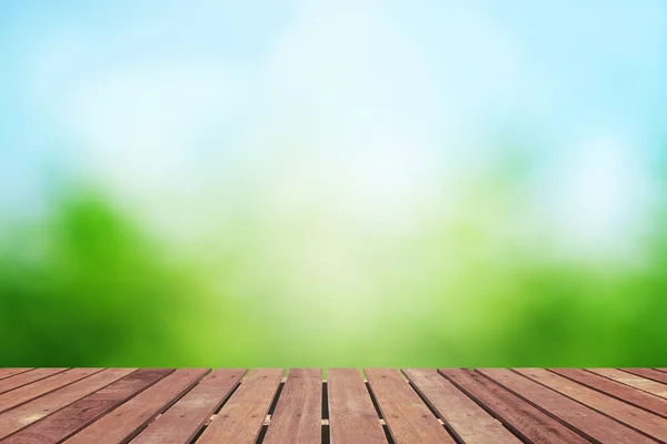 Voorjaar achtergrond met houten vloer — Stockfoto