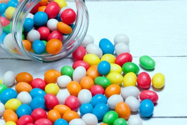 renkli şeker ile Cam Kavanoz