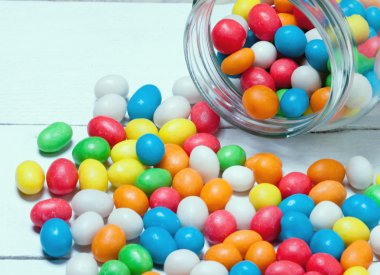 renkli şeker ile Cam Kavanoz