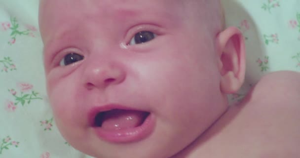 Portrait of a cute crying baby.close-up — Stock Video