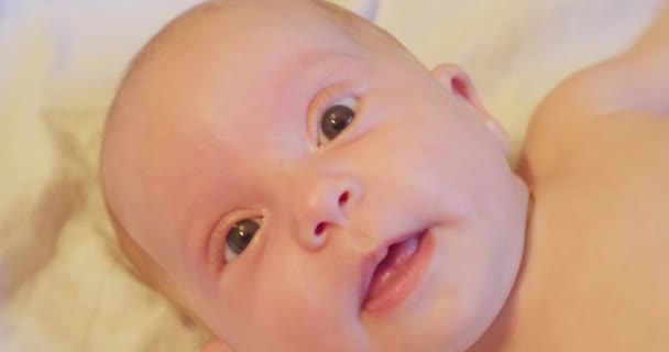 Portrait of a little cute baby extreme close-up — Stock Video