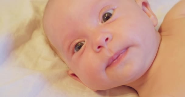 Portrét malého roztomilého miminka extrémní close-up — Stock video
