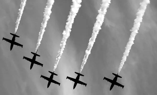 Air group.several aircraft in the sky — Stock Photo, Image
